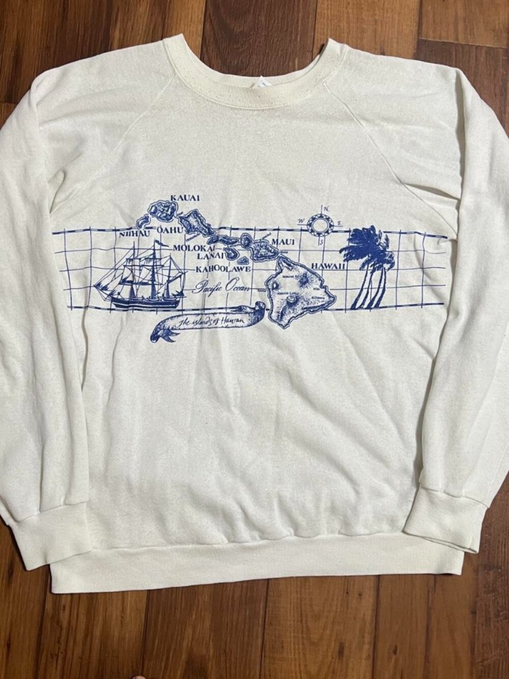 Vintage Hawaii Tropical Islands Sweatshirt Mens Size XL Made In USA 80s Nature